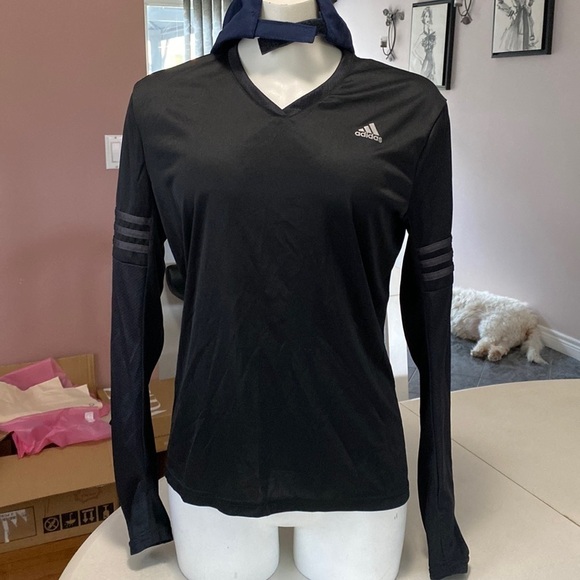 Adidas Running Climate long sleeve top with logo in black Sz L - Picture 5 of 16